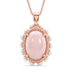D'Joy AA Rosa Opal, Süßwasser Perle (3mm) Anhänger mit Kette, ca. 50 cm 925 Silber 750 Roségold Vermeil