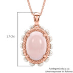 D'Joy AA Rosa Opal, Süßwasser Perle (3mm) Anhänger mit Kette, ca. 50 cm 925 Silber 750 Roségold Vermeil