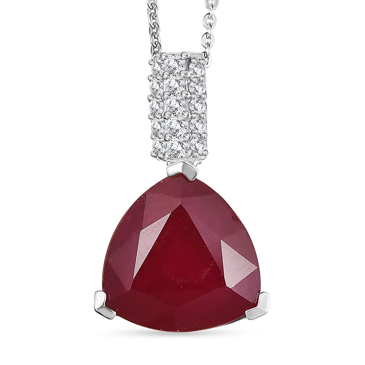 D'Joy AA Niassa Rubin, Moissanit Schmuckset ca. 50 cm 925 Silber Rhodiniert ca. 8,75 ct.