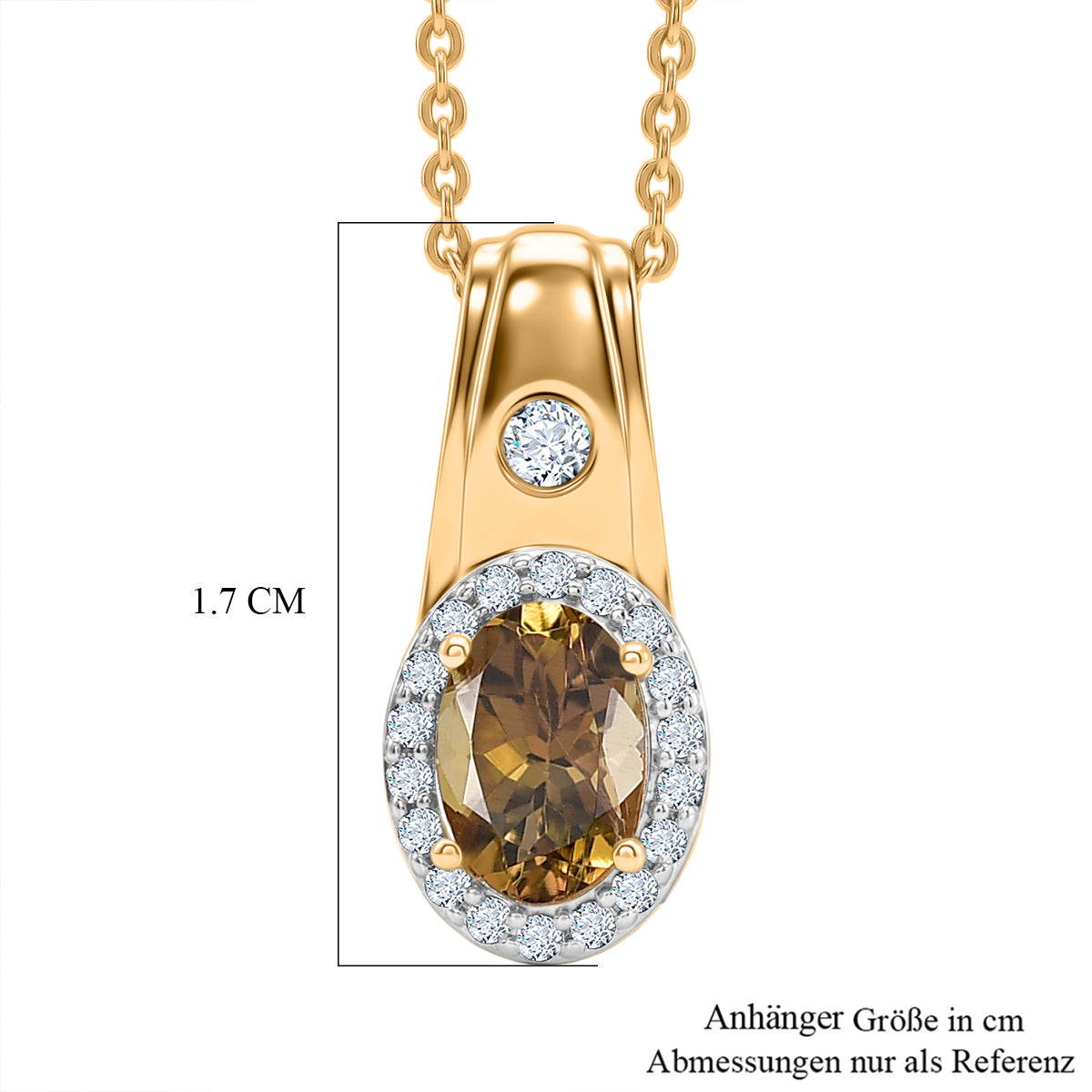 D'Joy AA Natürlicher goldener Tansanit, Moissanit Schmuckset ca. 50 cm 925 Silber 750 Gelbgold vermeil ca. 0,79 ct.
