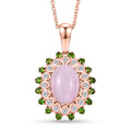 EVER TRUE Kunzit, Natürlicher Chromdiopsid Anhänger, Roségoldfarben nickelfreies Messing, 316L Edelstahlkette 50 cm ca. 8.02 ct