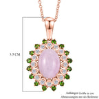 EVER TRUE Kunzit, Natürlicher Chromdiopsid Anhänger, Roségoldfarben nickelfreies Messing, 316L Edelstahlkette 50 cm ca. 8.02 ct