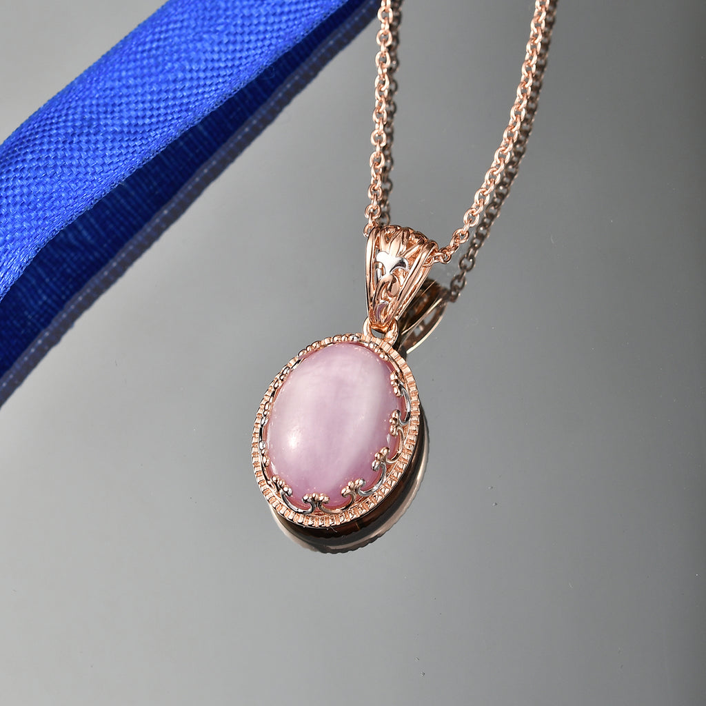 EVER TRUE Kunzit Schmuckset ca. 50 cm Nickelfreies Messing, Bicolor, ca. 11,37 ct.