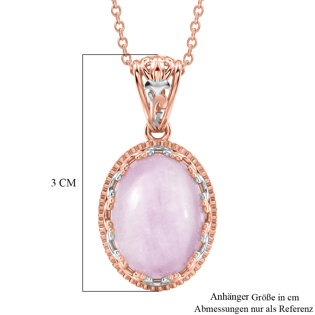 EVER TRUE Kunzit Schmuckset ca. 50 cm Nickelfreies Messing, Bicolor, ca. 11,37 ct.