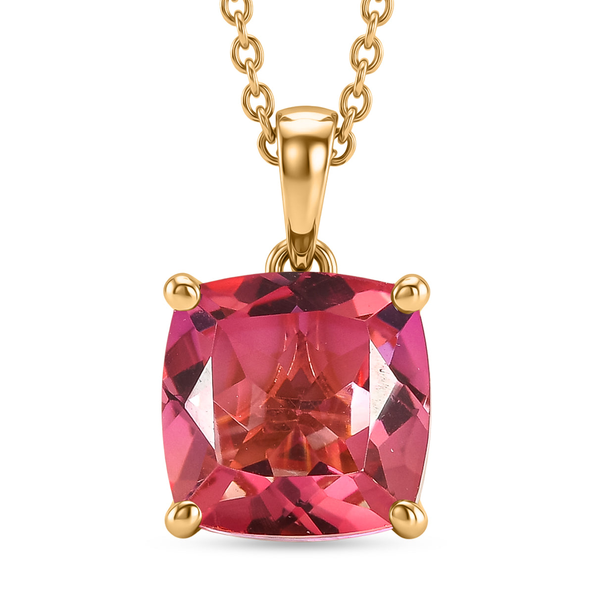 EVER TRUE Sunset Quarz Triplette Anhänger, goldfarbenes nickelfreies Messing, 316L Edelstahlkette 50 cm ca. 6.01 ct