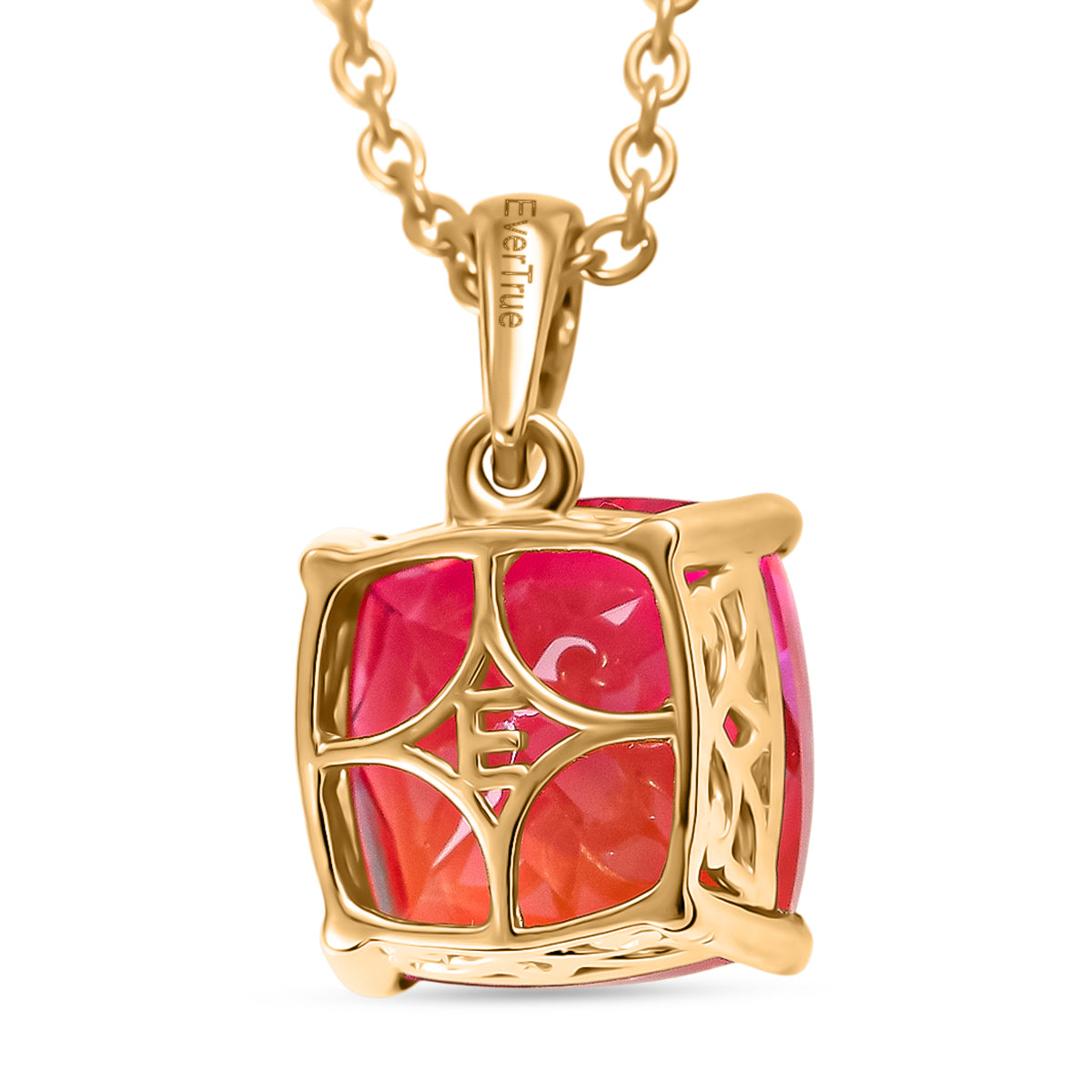 EVER TRUE Sunset Quarz Triplette Anhänger, goldfarbenes nickelfreies Messing, 316L Edelstahlkette 50 cm ca. 6.01 ct
