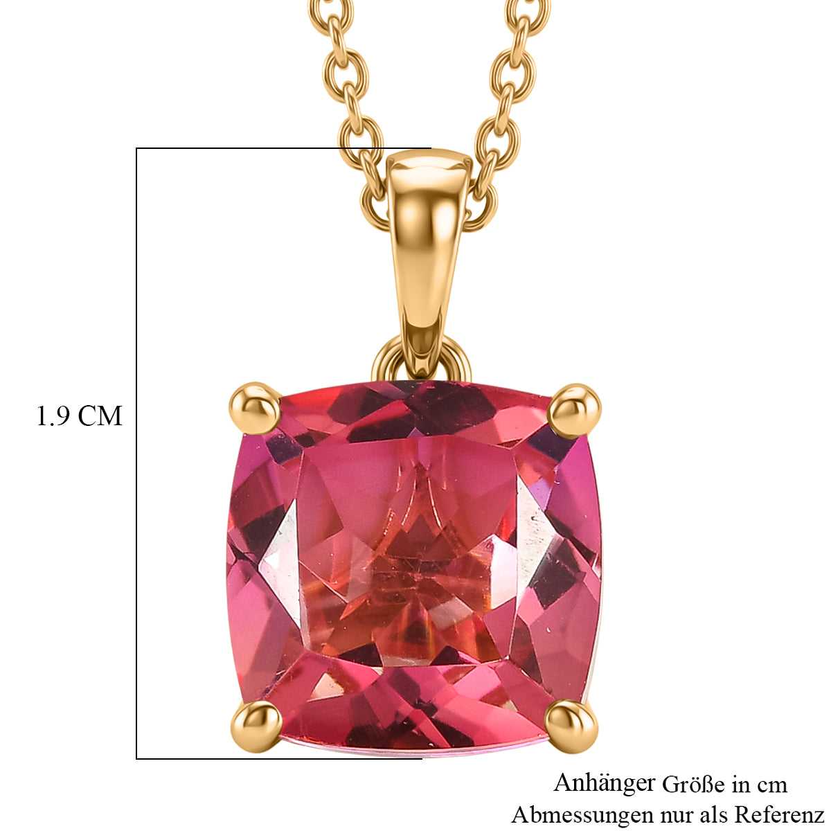 EVER TRUE Sunset Quarz Triplette Anhänger, goldfarbenes nickelfreies Messing, 316L Edelstahlkette 50 cm ca. 6.01 ct