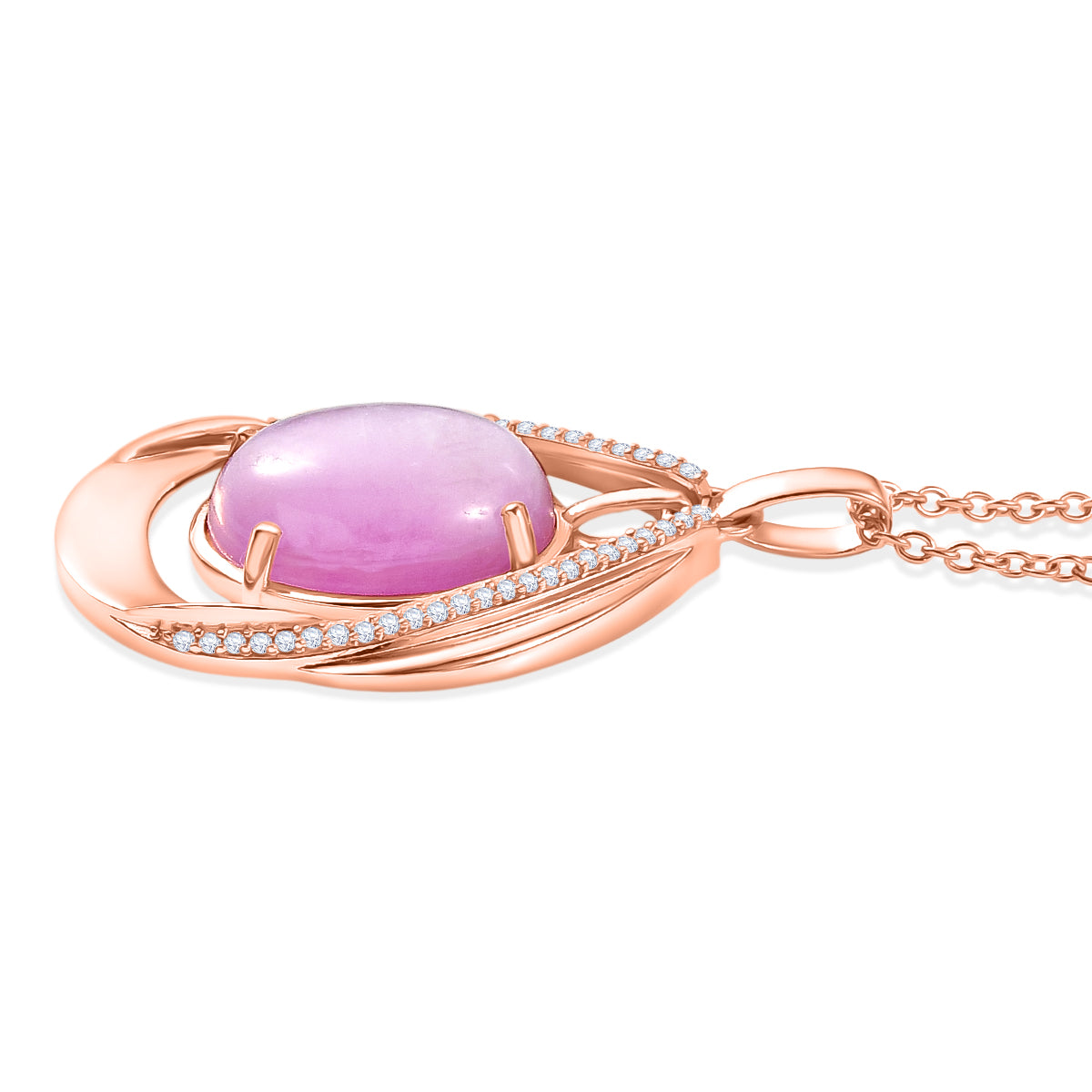 EVER TRUE Kunzit, Weißer Zirkon Schmuckset ca. 50 cm,Roségoldfarben, ca. 11.78 ct