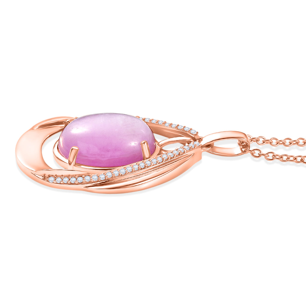 EVER TRUE Kunzit, Weißer Zirkon Schmuckset ca. 50 cm,Roségoldfarben, ca. 11.78 ct