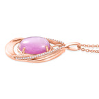 EVER TRUE Kunzit, Weißer Zirkon Schmuckset ca. 50 cm,Roségoldfarben, ca. 11.78 ct