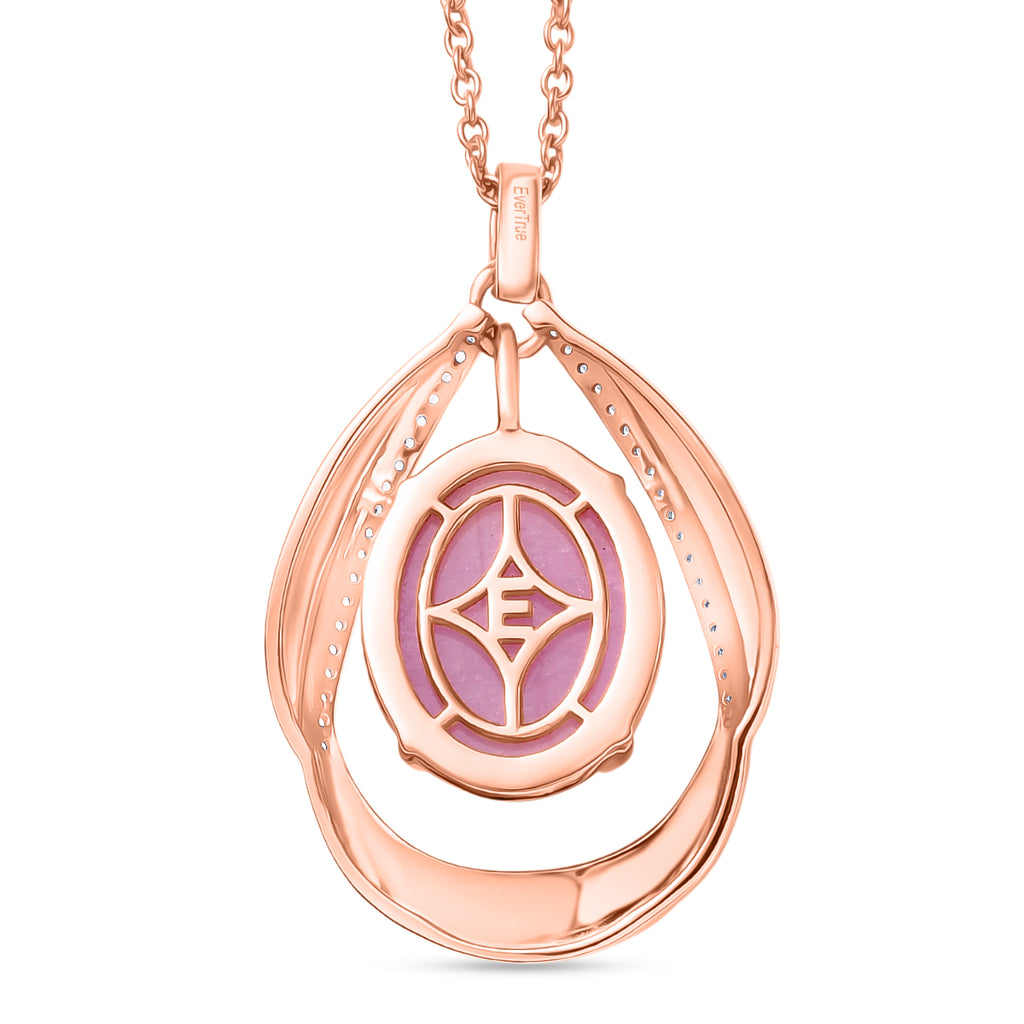 EVER TRUE Kunzit, Weißer Zirkon Schmuckset ca. 50 cm,Roségoldfarben, ca. 11.78 ct
