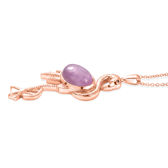 EVER TRUE Kunzit, Schwarzer Spinell Anhänger mit Kette, ca. 50 cm ca. 11.22 ct