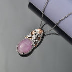 EVER TRUE Kunzit Schmuckset ca. 50 cm Nickelfreies Messing, Bicolor, ca. 11,41 ct.