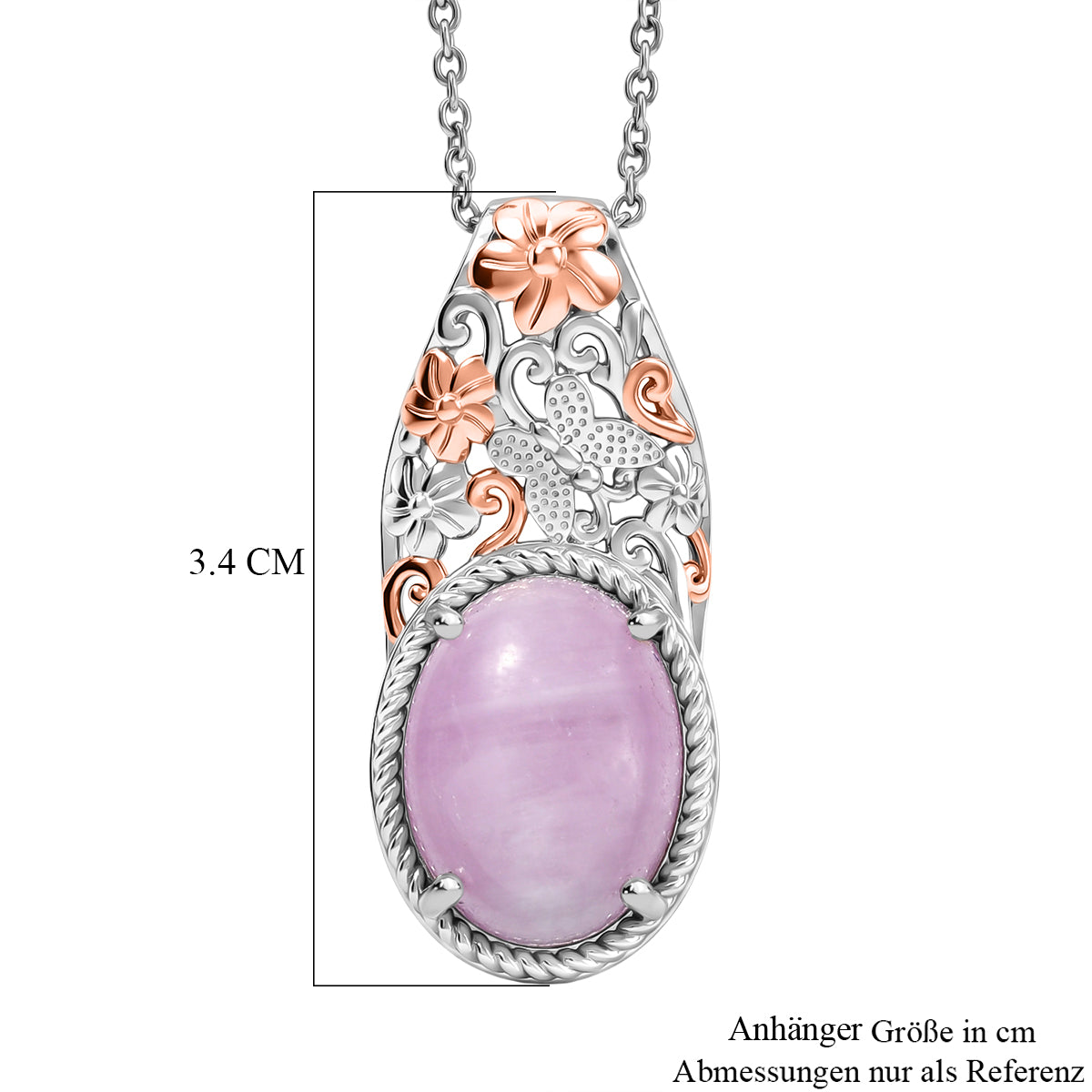 EVER TRUE Kunzit Schmuckset ca. 50 cm Nickelfreies Messing, Bicolor, ca. 11,41 ct.