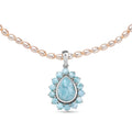 D'Joy Larimar-Anhänger mit Perlenkette ca. 50 cm 925 Silber rhodiniert