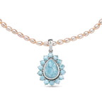 D'Joy Larimar-Anhänger mit Perlenkette ca. 50 cm 925 Silber rhodiniert