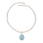 D'Joy Larimar-Anhänger mit Perlenkette ca. 50 cm 925 Silber rhodiniert