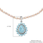 D'Joy Larimar-Anhänger mit Perlenkette ca. 50 cm 925 Silber rhodiniert