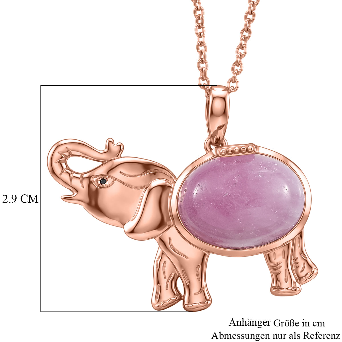 EVER TRUE Kunzit, Schwarzer Spinell Anhänger mit Kette, ca. 50 cm, Roségoldfarben, ca. 11.59 ct
