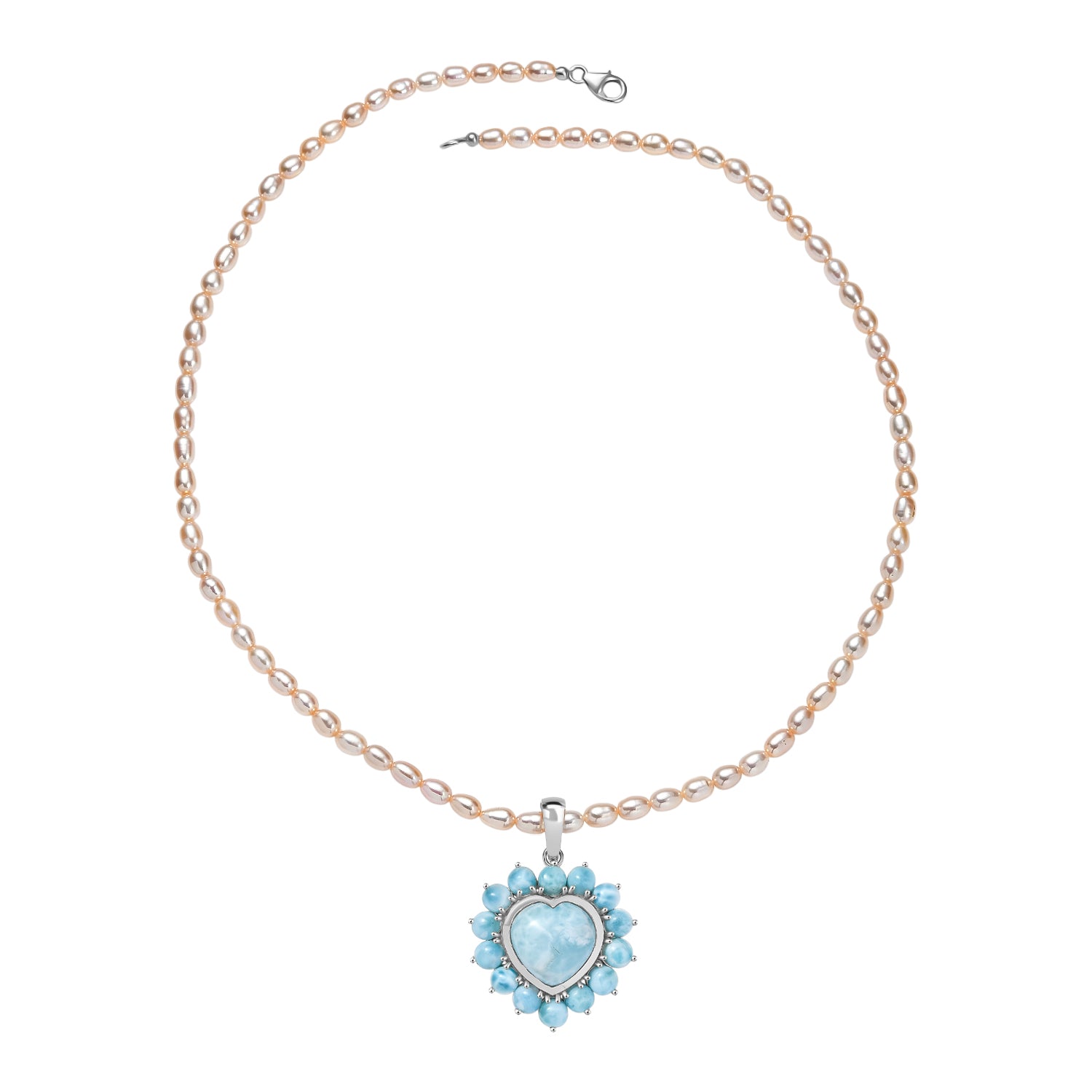 D'Joy Larimar Schmuckset ca. 50 cm 925 Silber rhodiniert