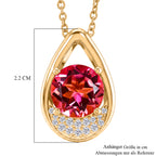 EVER TRUE Sunset Quarz Triplette, Weißer Zirkon Anhänger, goldfarbenes nickelfreies Messing, 316L Edelstahlkette 50 cm ca. 4,35 ct.