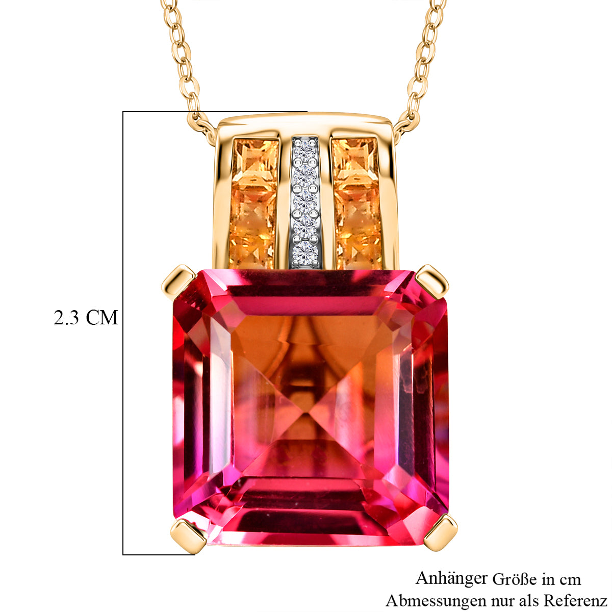 D'Joy Sunset Quarz Triplette, Citrin Schmuckset ca. 50 cm 925 Silber 750 Gelbgold Vermeil ca. 12,60 ct.