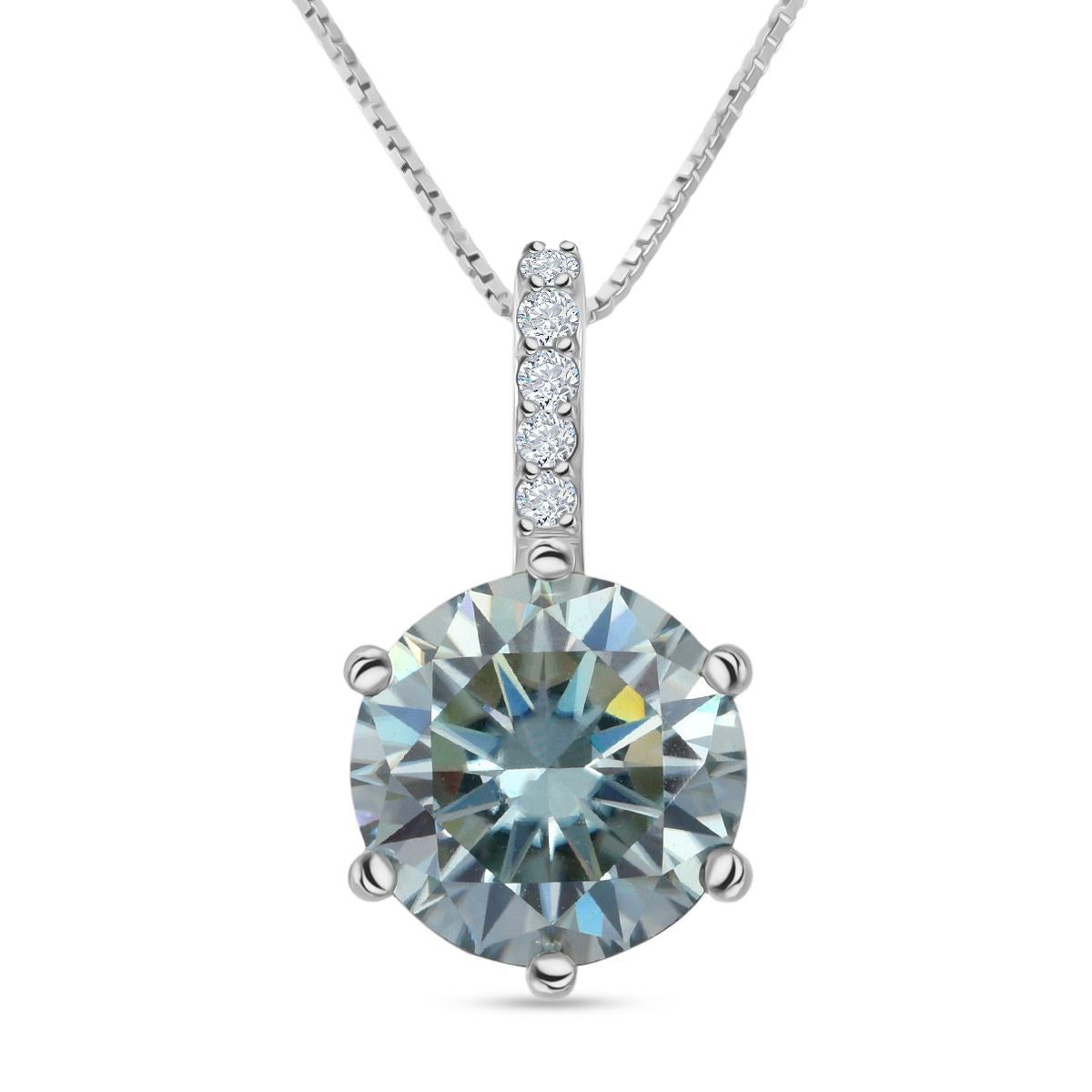D'Joy Paraiba Moissanit, Moissanit Schmuckset ca. 50 cm 925 Silber rhodiniert ca. 3,54 ct.