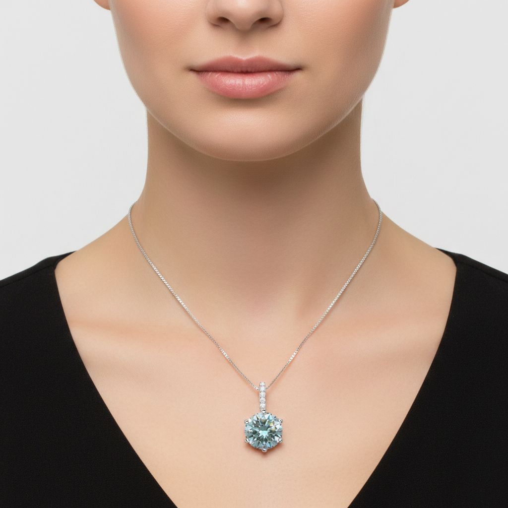 D'Joy Paraiba Moissanit, Moissanit Schmuckset ca. 50 cm 925 Silber rhodiniert ca. 3,54 ct.