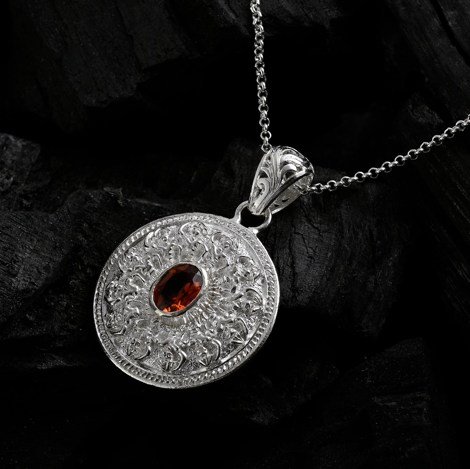 D'Joy Royal Bali AA Hessonit Granat Schmuckset ca. 50 cm 925 Silber ca. 1.50 ct