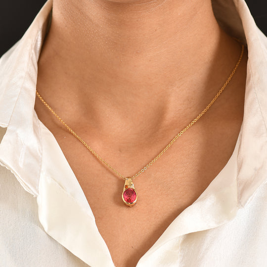EVER TRUE Sunset Quarz Triplette, Salamanca Feueropal Anhänger, goldfarbenes nickelfreies Messing, 316L Edelstahlkette 50 cm ca. 2.91 ct