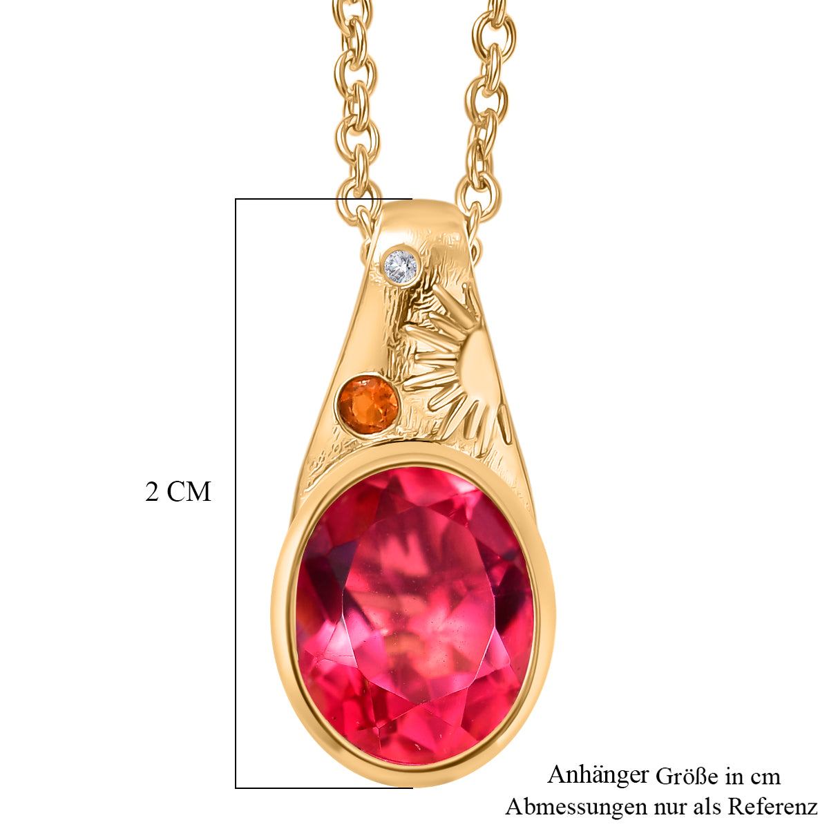 EVER TRUE Sunset Quarz Triplette, Salamanca Feueropal Anhänger, goldfarbenes nickelfreies Messing, 316L Edelstahlkette 50 cm ca. 2.91 ct