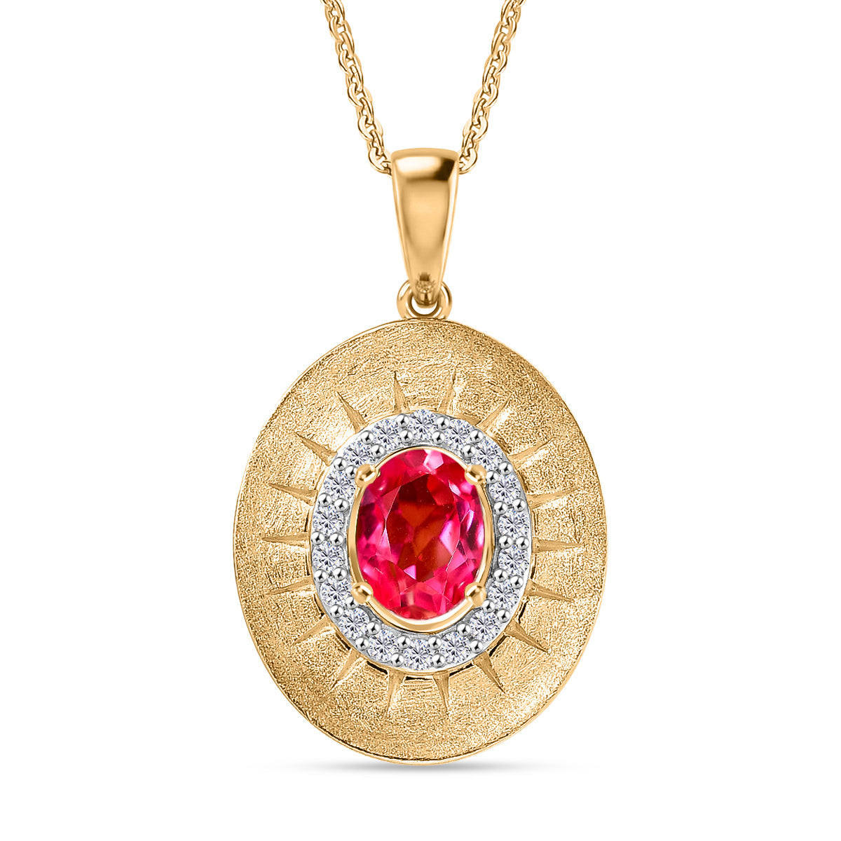 D'Joy Sunset Quarz Triplette, Weißer Zirkon Schmuckset ca. 50 cm 925 Silber 750 Gelb Vergoldet ca. 1.89 ct