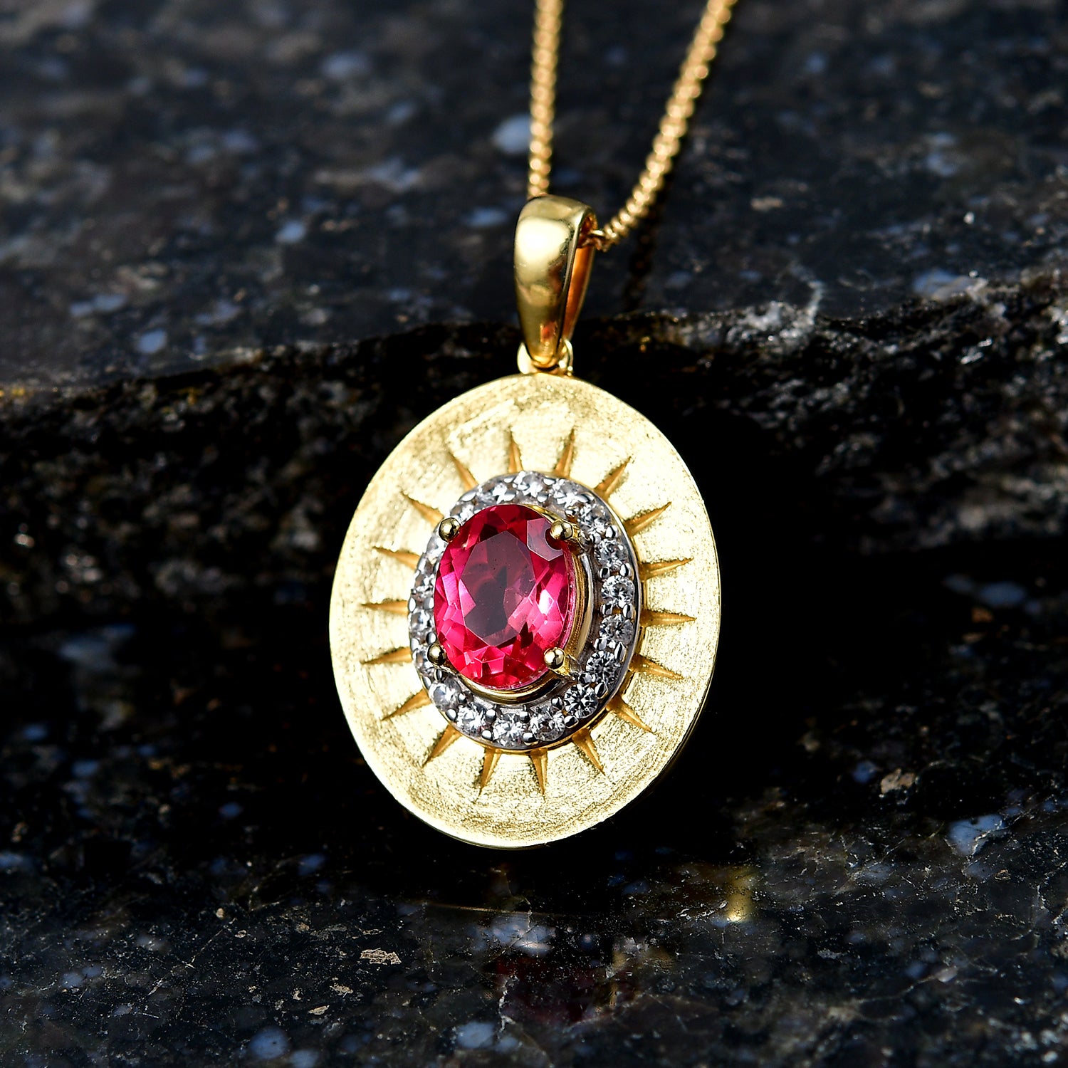 D'Joy Sunset Quarz Triplette, Weißer Zirkon Schmuckset ca. 50 cm 925 Silber 750 Gelb Vergoldet ca. 1.89 ct