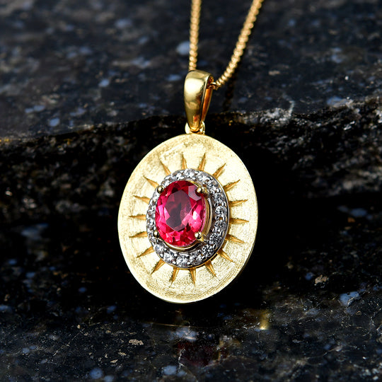 D'Joy Sunset Quarz Triplette, Weißer Zirkon Schmuckset ca. 50 cm 925 Silber 750 Gelb Vergoldet ca. 1.89 ct