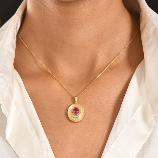 D'Joy Sunset Quarz Triplette, Weißer Zirkon Schmuckset ca. 50 cm 925 Silber 750 Gelb Vergoldet ca. 1.89 ct