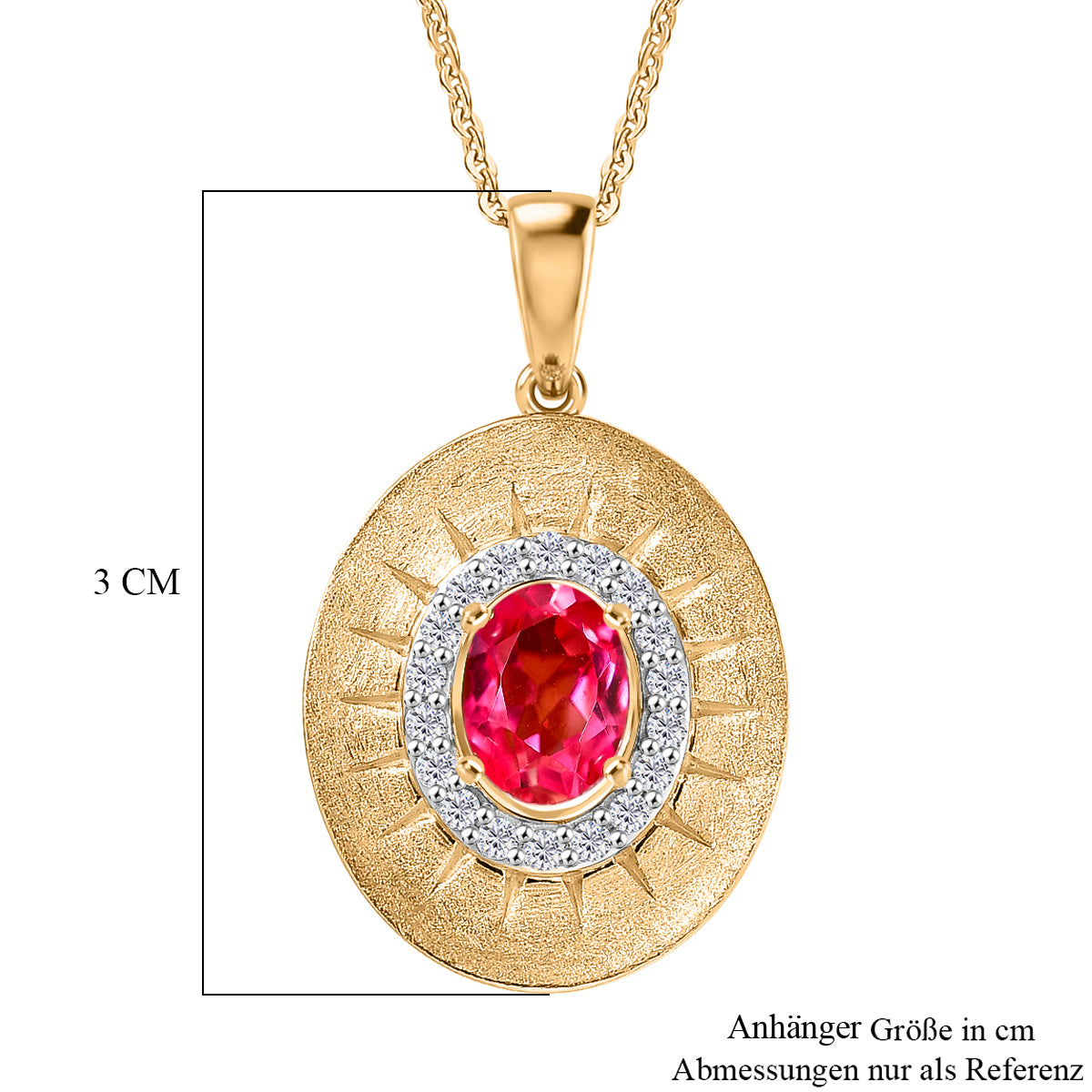 D'Joy Sunset Quarz Triplette, Weißer Zirkon Schmuckset ca. 50 cm 925 Silber 750 Gelb Vergoldet ca. 1.89 ct
