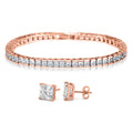 2er-Set- weißes Zirkonia Schmuckset in Roségoldton