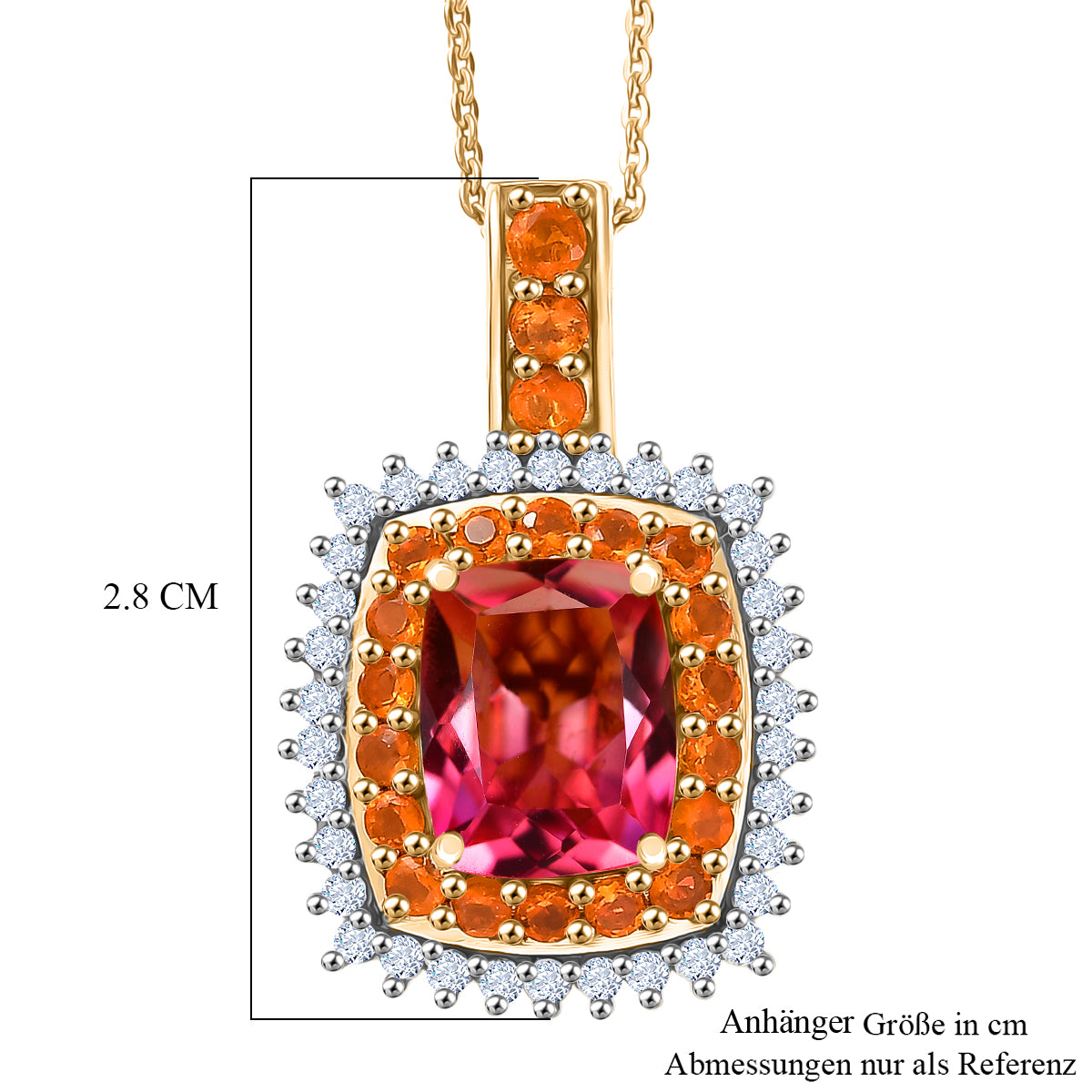 D'Joy Sunset Quarz Triplette, Salamanca Feueropal Schmuckset ca. 50 cm 925 Silber 750 Gelbgold Vermeil ca. 4,51 ct.