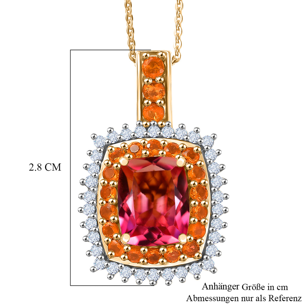 D'Joy Sunset Quarz Triplette, Salamanca Feueropal Schmuckset ca. 50 cm 925 Silber 750 Gelbgold Vermeil ca. 4,51 ct.