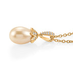 EVER TRUE Rosa Süßwasser Perle (13x9 mm), Weißer Zirkon Schmuckset ca. 50 cm