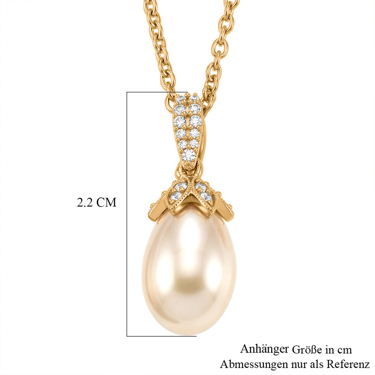 EVER TRUE Rosa Süßwasser Perle (13x9 mm), Weißer Zirkon Schmuckset ca. 50 cm
