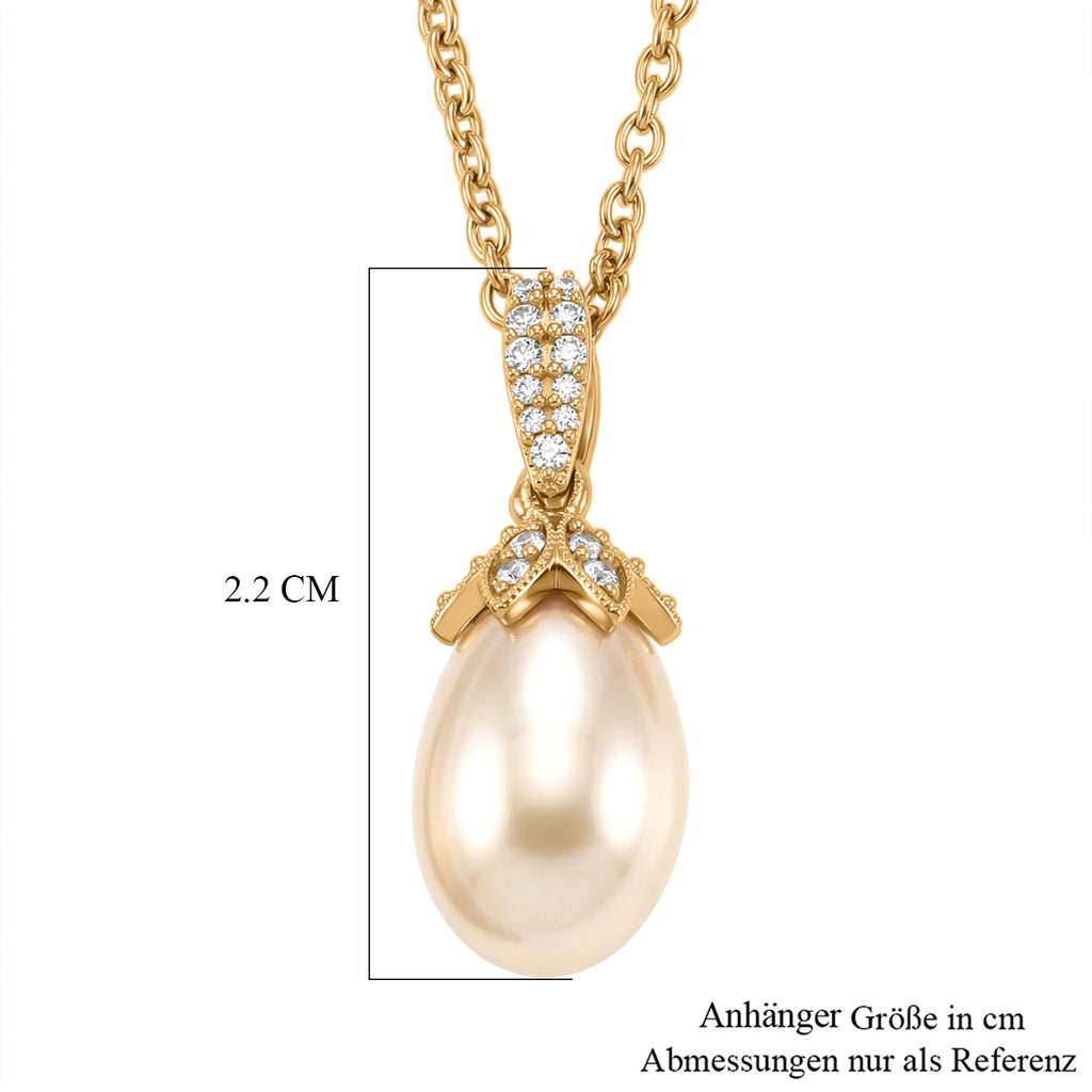 EVER TRUE Rosa Süßwasser Perle (13x9 mm), Weißer Zirkon Schmuckset ca. 50 cm