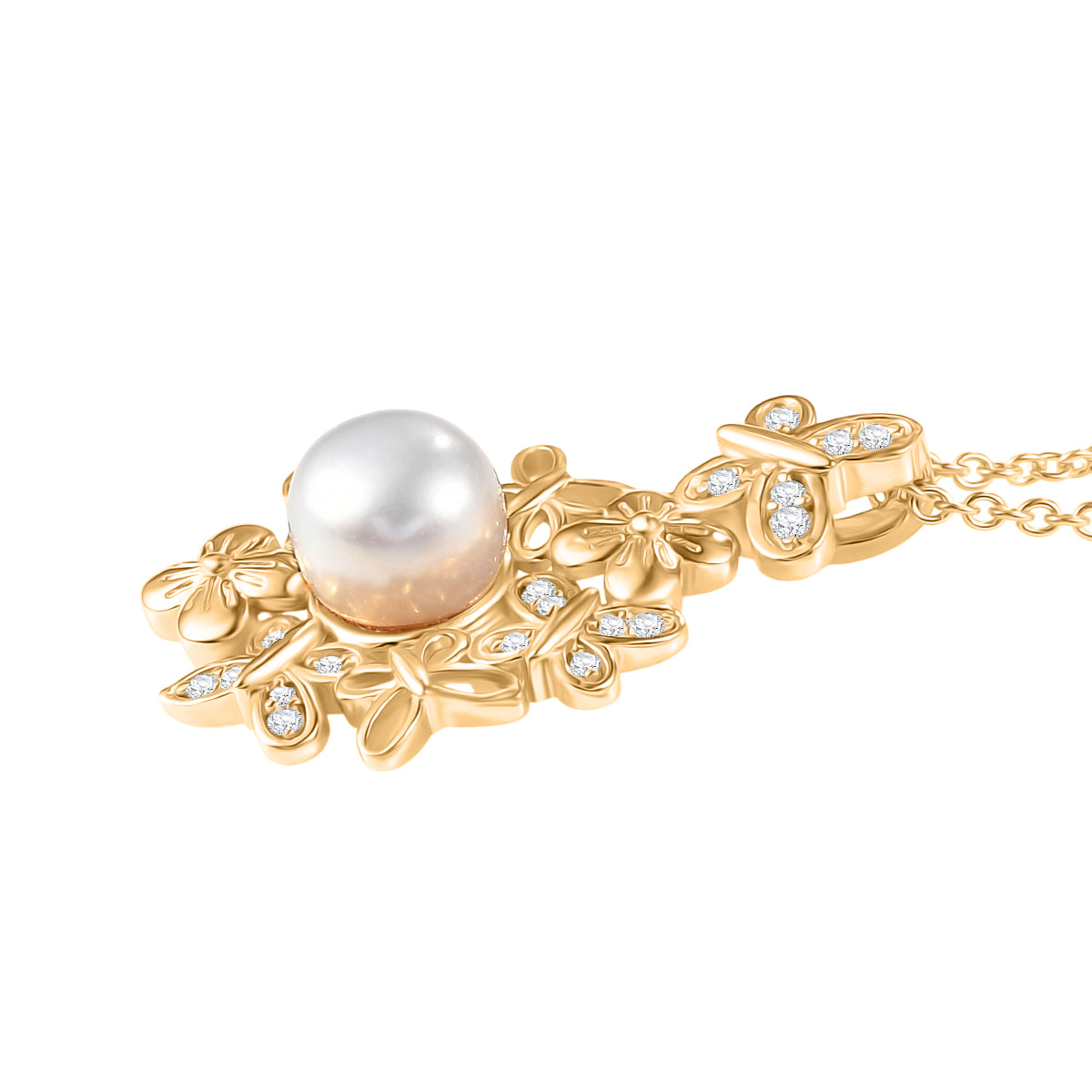 EVER TRUE Süßwasser Perle (8.5-9 mm), Weißer Zirkon Anhänger mit Kette, ca. 50 cm