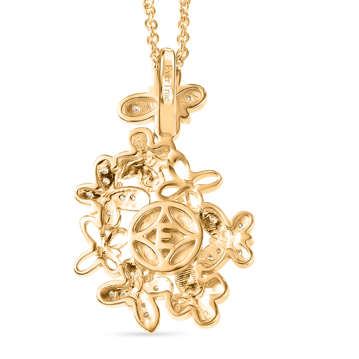 EVER TRUE Süßwasser Perle (8.5-9 mm), Weißer Zirkon Anhänger mit Kette, ca. 50 cm