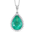 Smaragd-Quarz Triplette, Weißer Zirkon Schmuckset ca. 50 cm 925 Silber Rhodiniert ca. 21,65 ct.