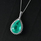 Smaragd-Quarz Triplette, Weißer Zirkon Schmuckset ca. 50 cm 925 Silber Rhodiniert ca. 21,65 ct.