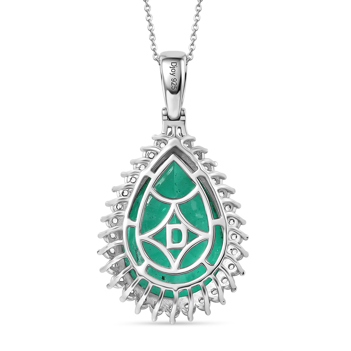 Smaragd-Quarz Triplette, Weißer Zirkon Schmuckset ca. 50 cm 925 Silber Rhodiniert ca. 21.65 ct