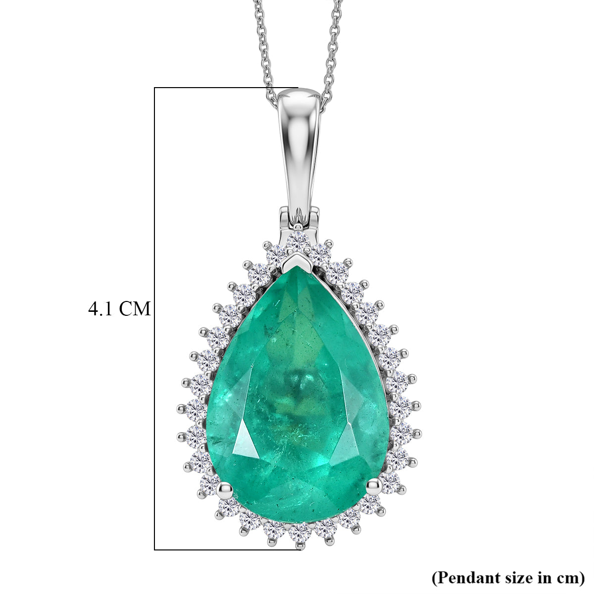 Smaragd-Quarz Triplette, Weißer Zirkon Schmuckset ca. 50 cm 925 Silber Rhodiniert ca. 21,65 ct.