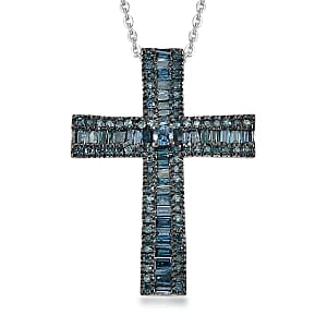 CULLINAN MINE - Blauer Diamant Schmuckset ca. 50 cm 925 Silber Rhodiniert ca. 0.69 ct