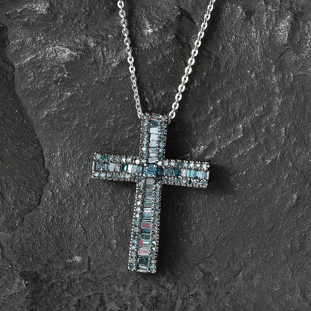 CULLINAN MINE - Blauer Diamant Schmuckset ca. 50 cm 925 Silber Rhodiniert ca. 0.69 ct